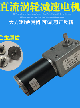 50ZY涡轮蜗杆减速电机自锁12V微型直流调速小马达2T4V直流减速电