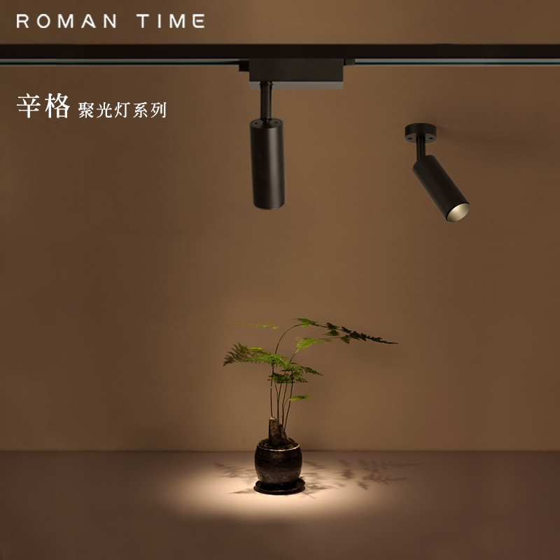 小角度明装轨道射灯8度光束角会所E饭厅照字画盆景装饰吸顶聚光灯