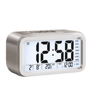 简约大数a字电子时钟客厅电视柜座钟夜光静音LED闹钟表万年历温度