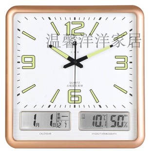 北极星万年历电子座钟表客厅卧室A静音日历时钟石英钟温度台钟挂