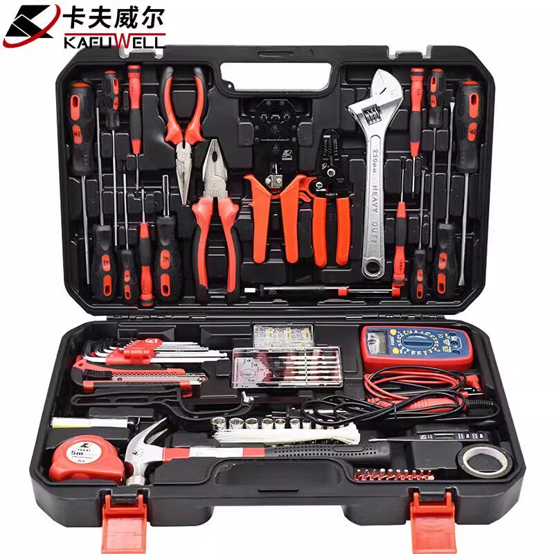 卡夫威尔 138件套电工工具箱套装电子电信组J套万用电表工具箱H29