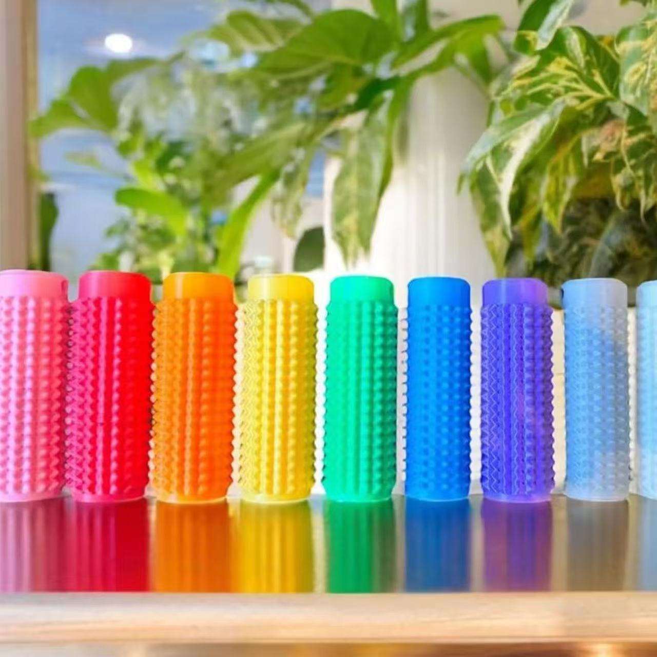 3D打印Spiky Grippie Stim Keychain便携式指尖减压按摩钥匙链扣