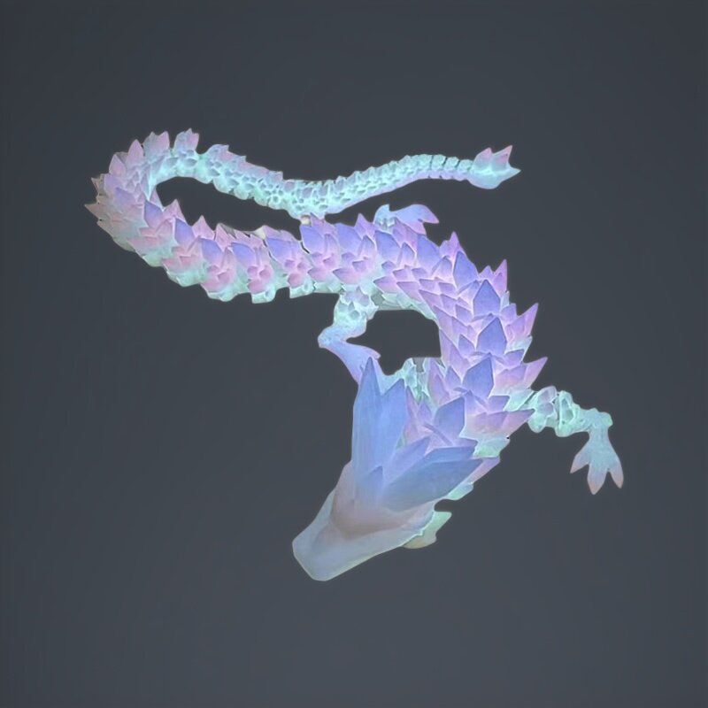 3D打印夜光水晶龙中国龙龙蛋创意手办玩具全关节可动夜光摆件