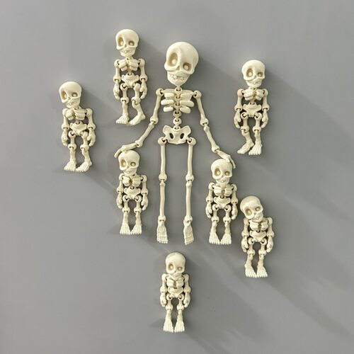 3d打印骷髅冰箱贴骨色骨架人万圣节变形关节活动PLA手办玩具摆件