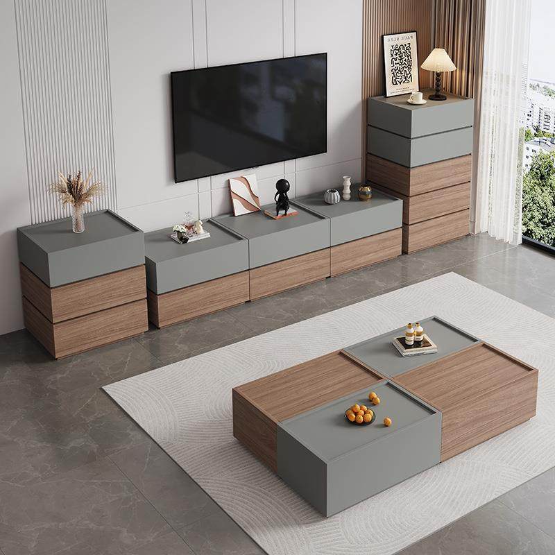 实木茶几客厅家用2024款轻奢高级感积木组合电视柜收纳储物柜一体