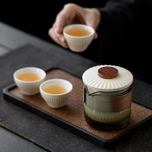 叙旧 东篱旅行茶具套装便携户外泡茶杯随身快客杯防烫耐热手抓壶
