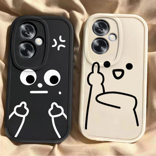 生气鄙视适用oppoa2/a1pro手机保护壳a58新款a93s网红opopa96硅胶A575G/a11x卡通a32全包防摔a72男a35女a91情