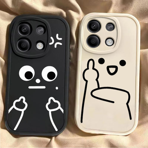 生气鄙视适用红米note13pro手机保护壳新款Redmi12turbo涂鸦noto11tpro+全包防摔11se硅胶小米note10/95G情侣