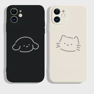 全包60s防摔50plus简约50z小众男女情侣保护套 70x活力版 线条猫狗适用华为畅享70手机壳Hi畅享80新款 60pro个性