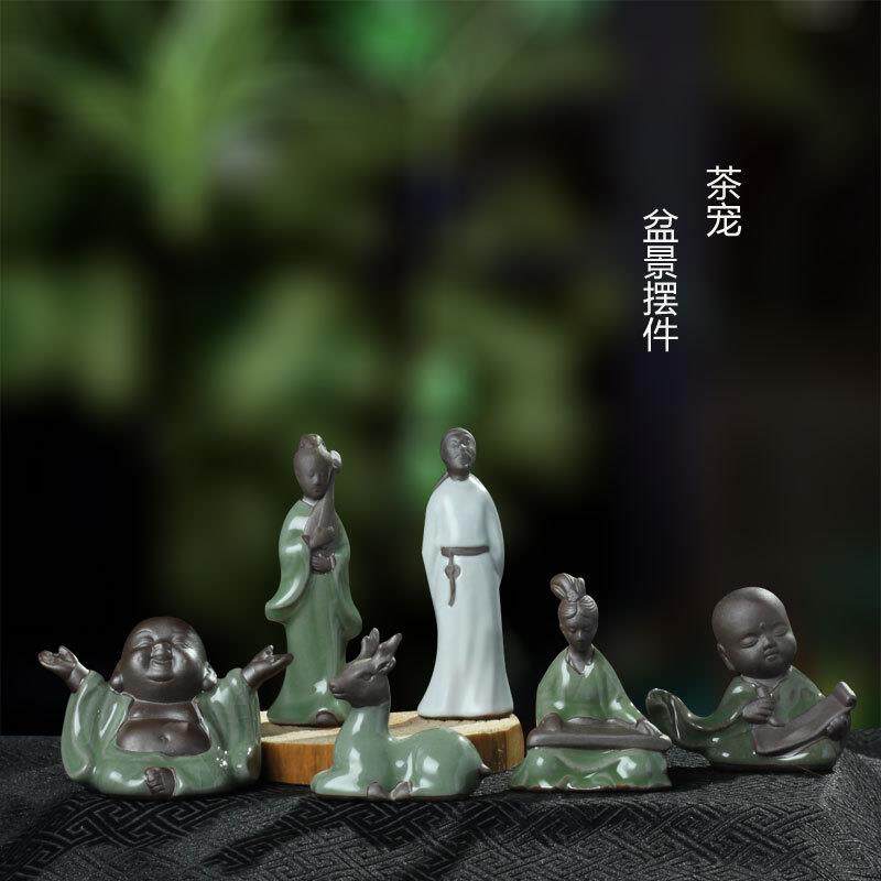 微景观盆景摆件小和尚陶瓷迷你无相人物茶道茶宠创意家居装饰桌面