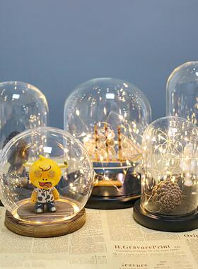 厂家圆形玻璃罩防尘罩子玻璃工艺品桌面摆件装饰球形玻璃罩