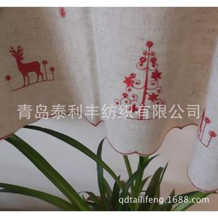纯麻布小鹿咖啡帘半帘窗帘手工秀边镂空厂家