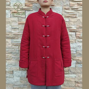 古依源男女士苎麻棉服中式立领盘扣新疆长绒棉花袄秋冬季保暖棉衣