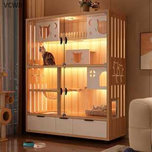 p9j猫别墅猫笼子家用室内猫舍猫屋猫柜猫咪房子三层自由空间豪华