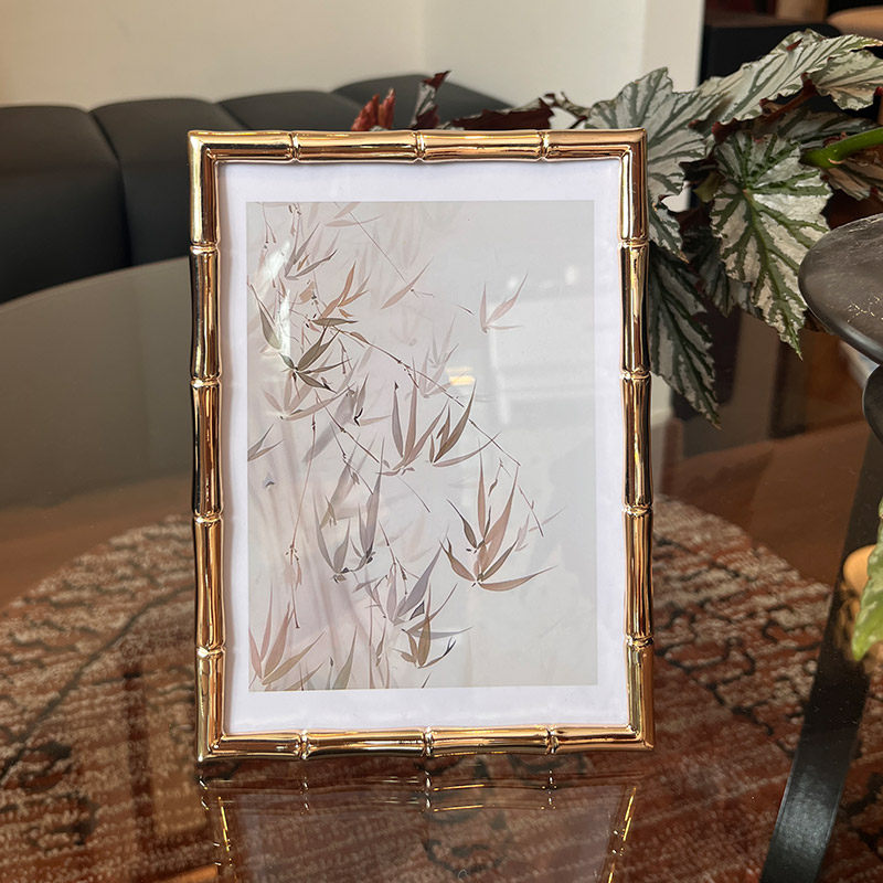 新中式竹节相框6寸7寸情侣写真毕业照片框摆台金属桌面装饰摆饰七