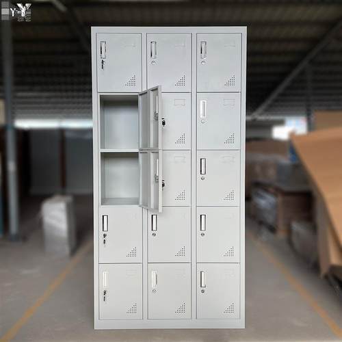 钢制带锁15格更衣柜车间员工储物柜24门铁皮柜32鞋柜18门多门柜