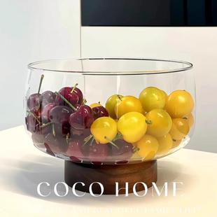 水果盘轻奢高档玻璃收纳高脚盘客厅家用茶几果盆高颜值沙拉碗新款