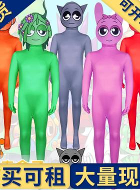 出租出售】节奏盒子cosplay服装prunki游戏连体衣紧身衣灰色表演