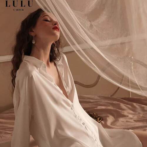 法式男友风真丝睡裙女家居性感