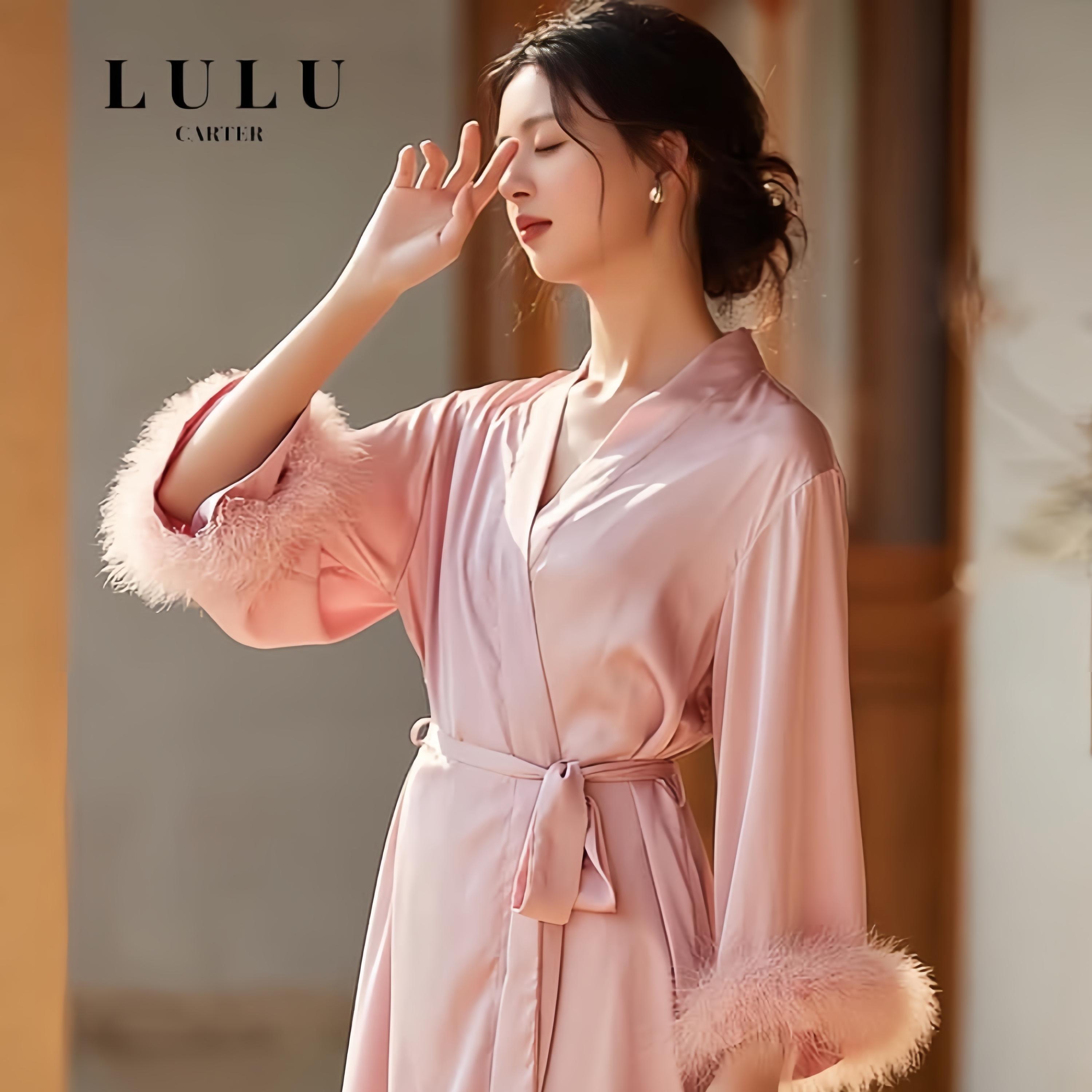 LULU法式结婚女新娘晨袍奢华真丝