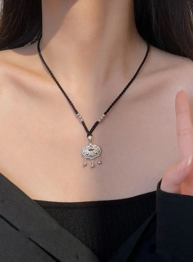 999纯银祥云平安锁项链女铃铛福字吊坠足银2025新款爆款生日礼物