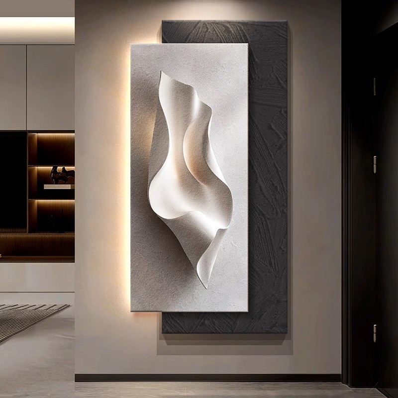 抽象高级感入户玄关装饰画简约现代走廊过道尽头墙挂画立体感灯画图片