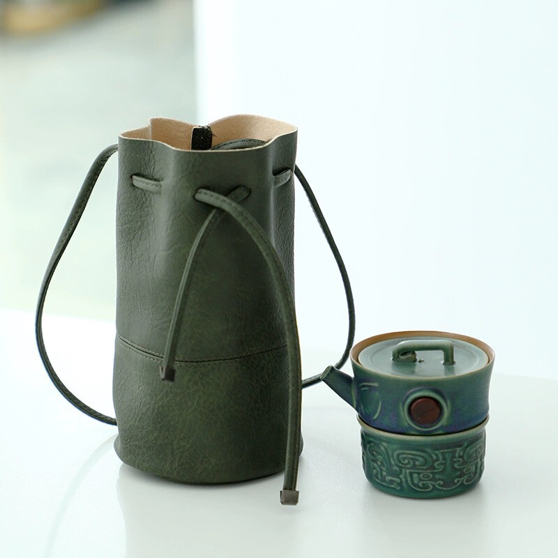 复古风旅行茶具文创一壶二杯快客杯陶瓷茶具露营便捷户外商务礼品