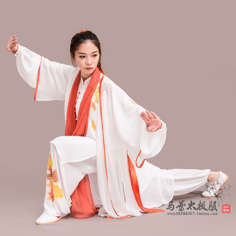 马蕾太极春蕾太极服表演服长款团队表演服武术练功服女彩绘太极服