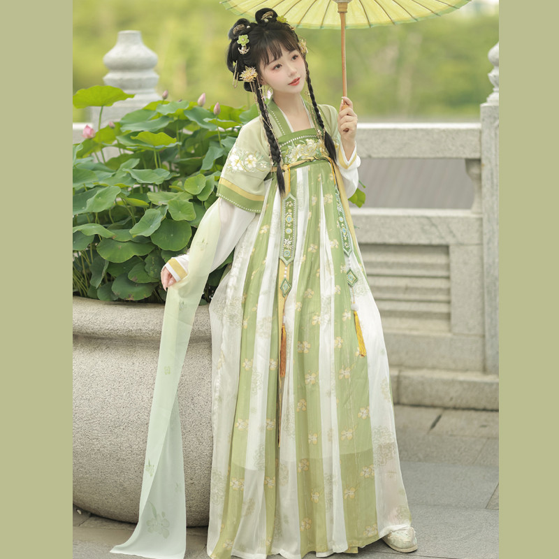玉茗秋新款唐制齐胸刺绣成人汉服女国风套装春夏季古装林妙妙同款