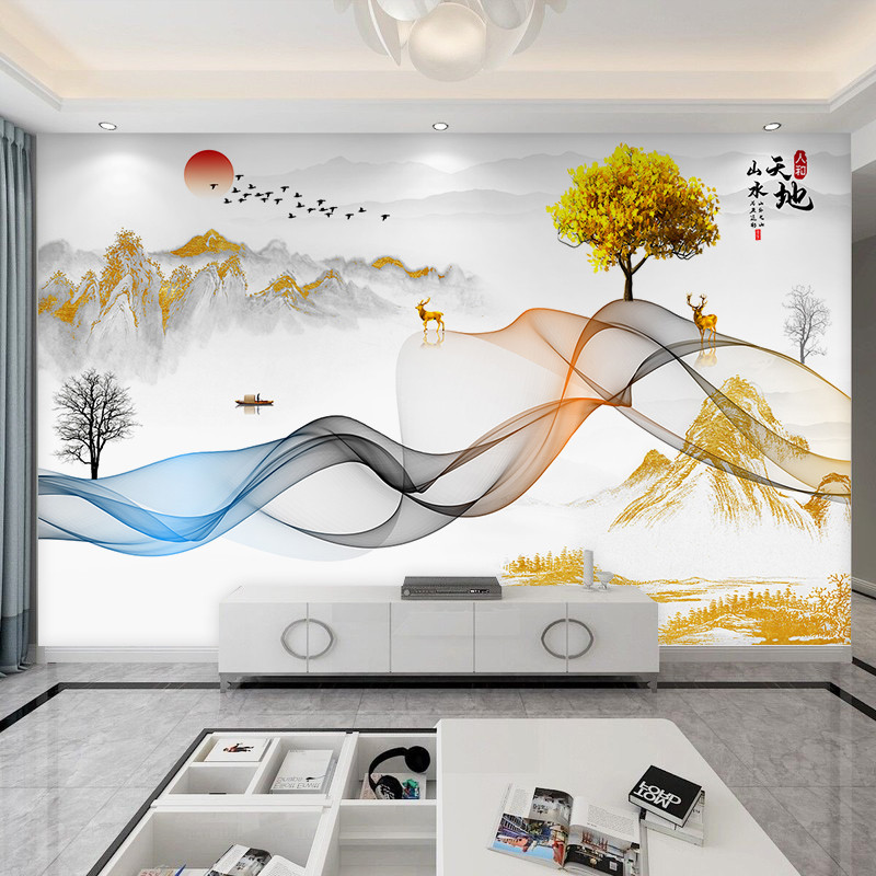 新款电视背景墙壁布8D凹凸壁纸3d立体壁画客厅大气影视墙墙布定制