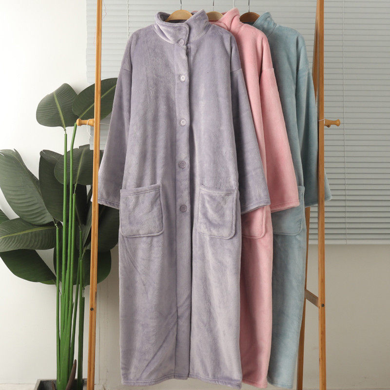 女加厚绒护颈长袖长款家居睡裙睡袍保暖冬大码,女士内衣/男士内衣/家居服,睡袍/浴袍,淘宝优惠券,粉丝福利购,淘宝优惠卷