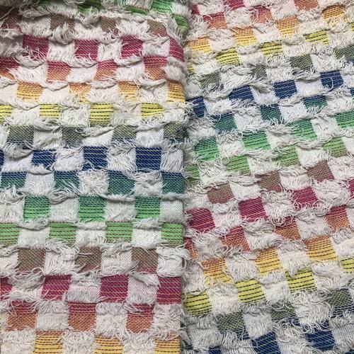 10支流苏格扎花秋冬洗工艺花牛仔面料提花格子牛仔特殊水印牛仔