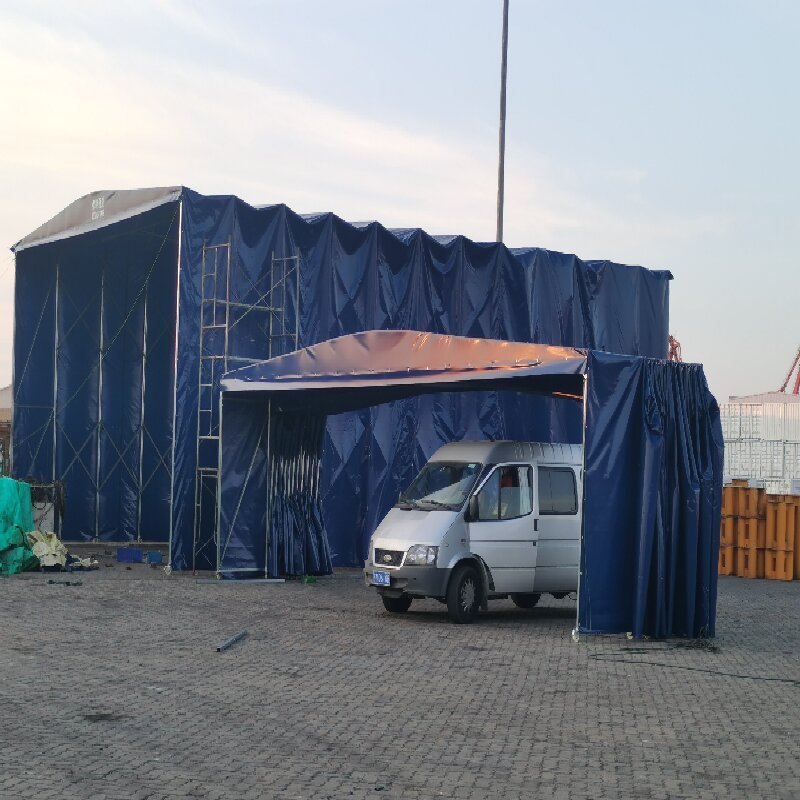 推拉棚伸缩雨棚可帆布大型遮阳蓬物流仓库折叠钢架移动帐篷厂家