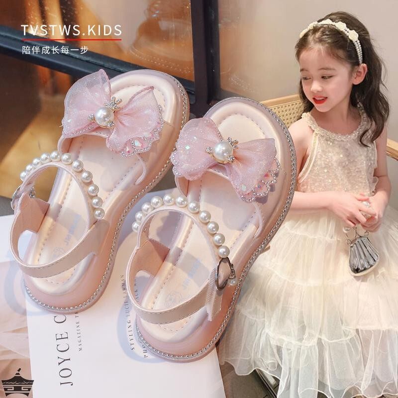 女童夏季漂亮公主风凉鞋夏款软底2025新款洋气时尚女孩儿童女厂家