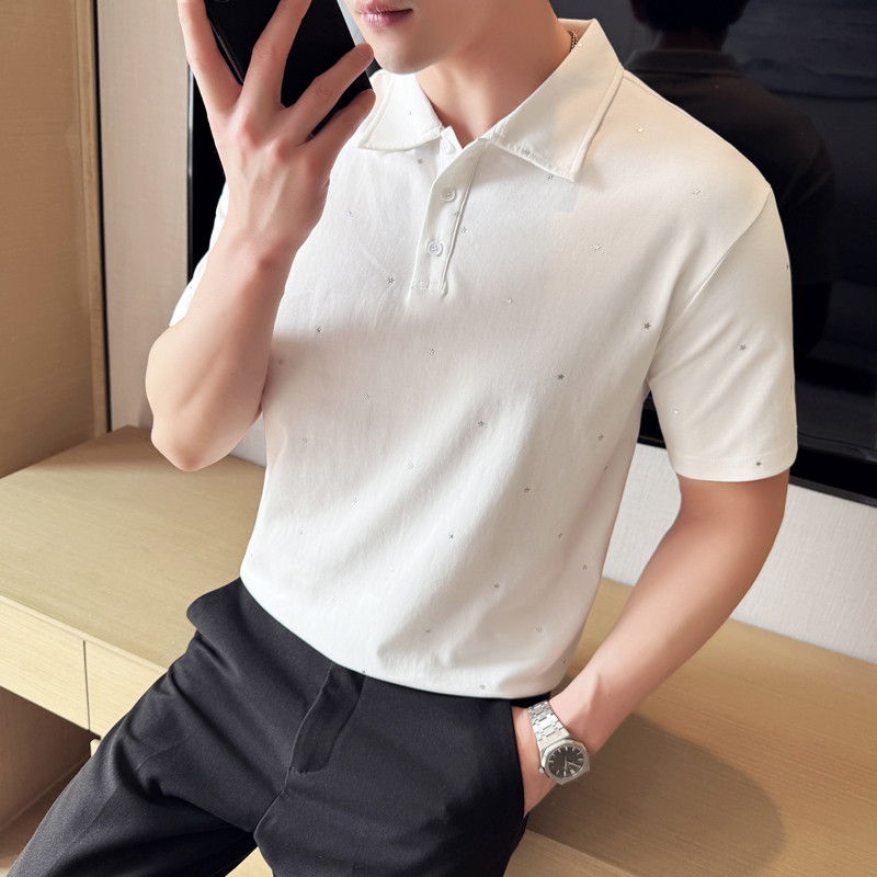 好货满天星短袖polo衫男款夏季潮牌潮流翻领t恤韩版修身青年男士