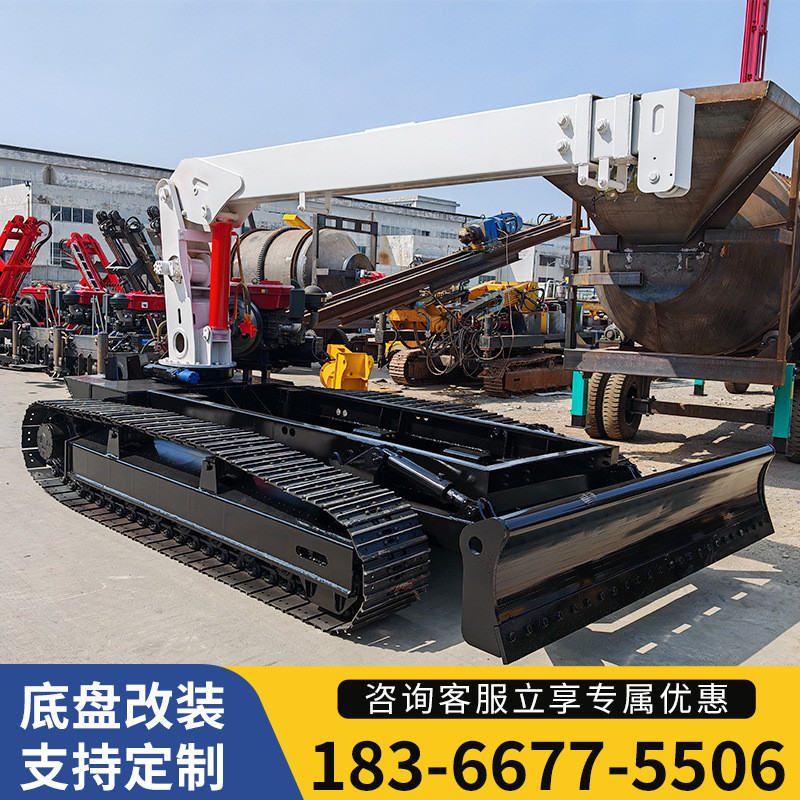 履带式底盘工程橡胶钢制履带底盘全地形液压遥控农用车120吨铭江