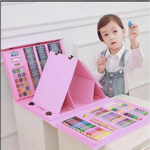 176p绘画礼盒学习文具礼物美术用品绘画少儿画笔水彩笔套装画架