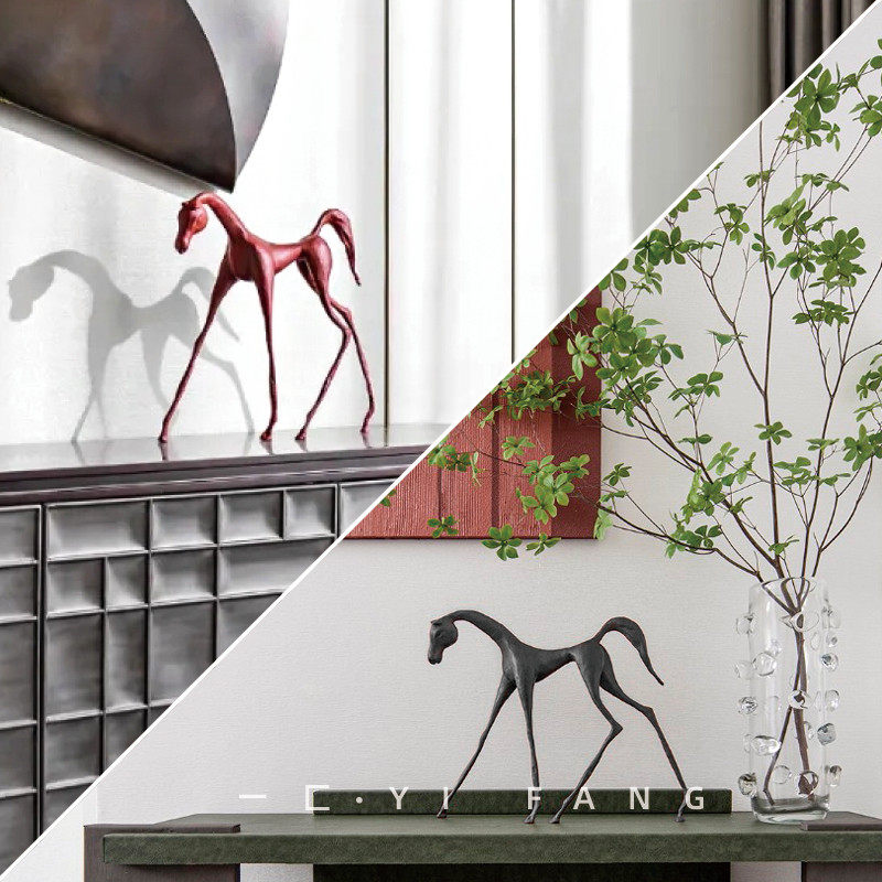 一匚 新中式约金属马摆件 样板间售楼处书房电视柜边几软装饰品,家居饰品,装饰摆件,淘宝优惠券,粉丝福利购,淘宝优惠卷