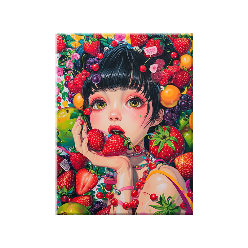 草莓朵朵|diy数字油画丙烯填充手绘插画治愈系减压油彩涂色画