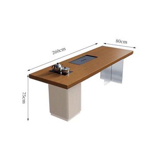 侘寂风茶桌椅组合实木大板奶油风客厅家用一体办公接待原木泡茶桌