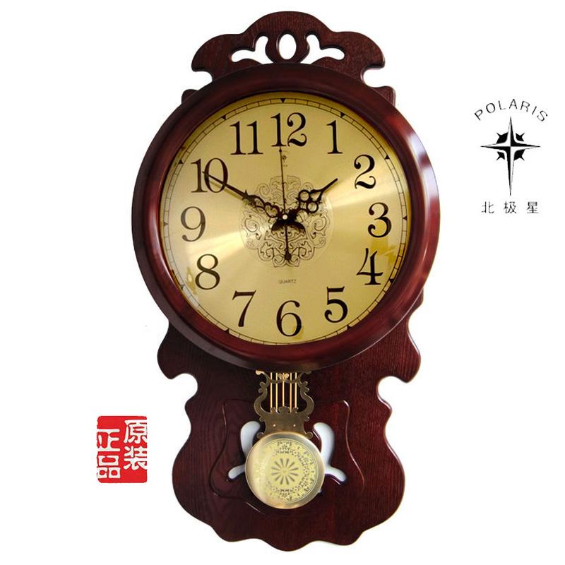 北极星包邮木制时尚创意客厅中式仿古摆钟田园静音时钟表大壁挂钟