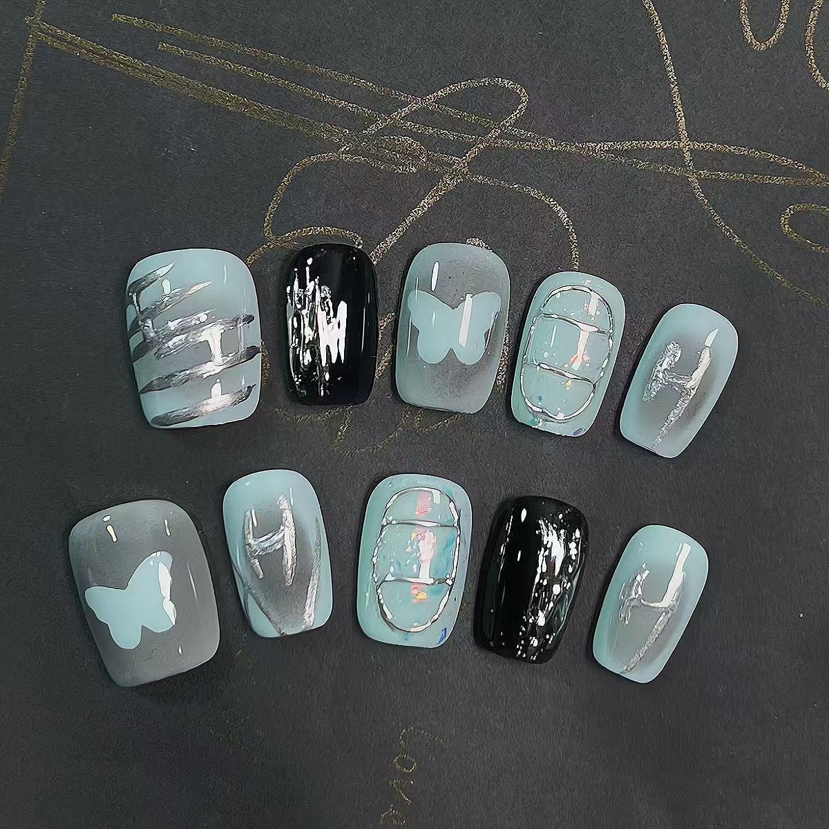 简约风ins穿戴甲手工韩系小众辣妹Y2K高级感鎏金百搭小短甲