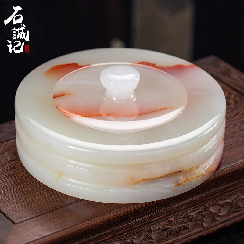 石诚记欧式高档雪茄烟灰缸玉石奢华家用时尚客厅创意个性大号带盖