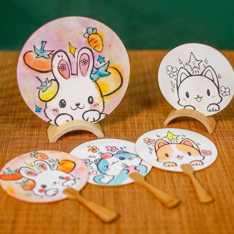 画颜料手绘可扇子圆扇画带宫扇画笔空白团扇作绘材料包熟绢水彩纸,居家日用,扇子,淘宝优惠券,粉丝福利购,淘宝优惠卷