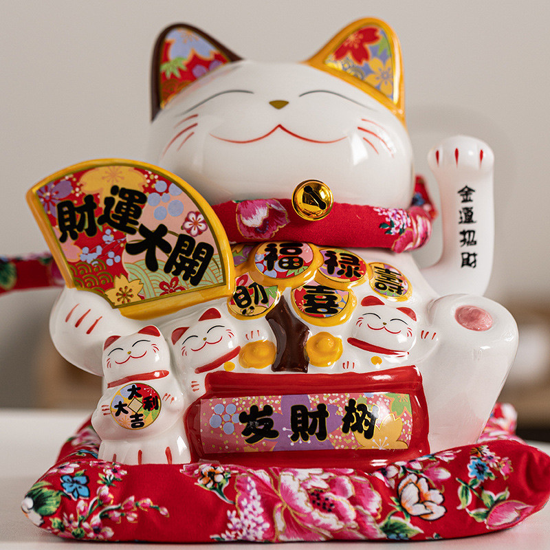 厂家直销创意开业礼品家居饰品店铺收银台电动摇手陶瓷招财猫摆件