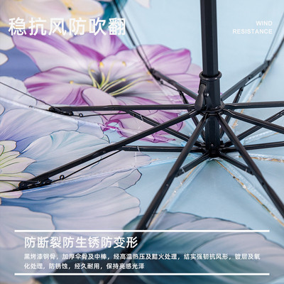 高质量颜值手动折叠雨伞晴雨两用女防风加固防晒太阳伞便携遮阳伞