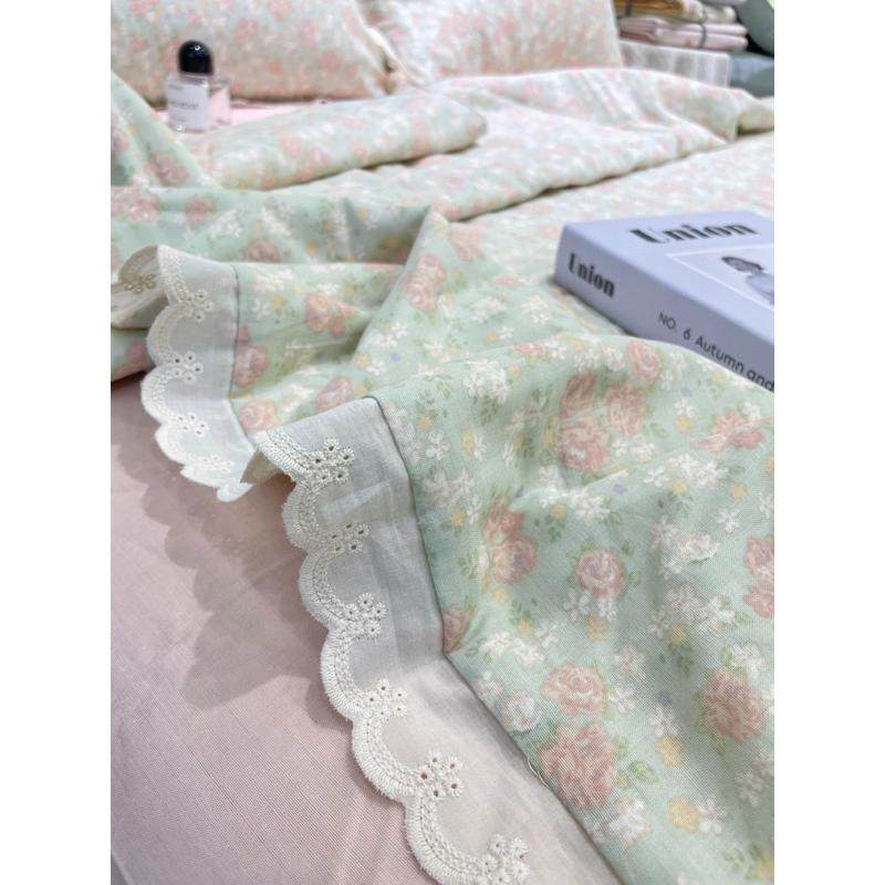 A类母婴级小碎花蕾丝花边双层纱纯棉床上用品四件套1.5m1.8米全棉,床上用品,化纤被,淘宝优惠券,粉丝福利购,淘宝优惠卷