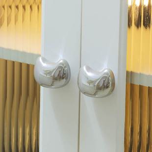 新款门拉手衣柜极抽屉柜柜子约床头柜银色欧式元宝把手橱柜猫