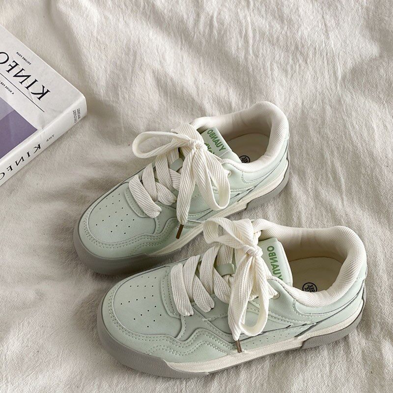 小众设计薄荷绿板鞋女2025新款春季百搭厚底德训鞋平底休闲运动鞋,女鞋,德训鞋,淘宝优惠券,粉丝福利购,淘宝优惠卷