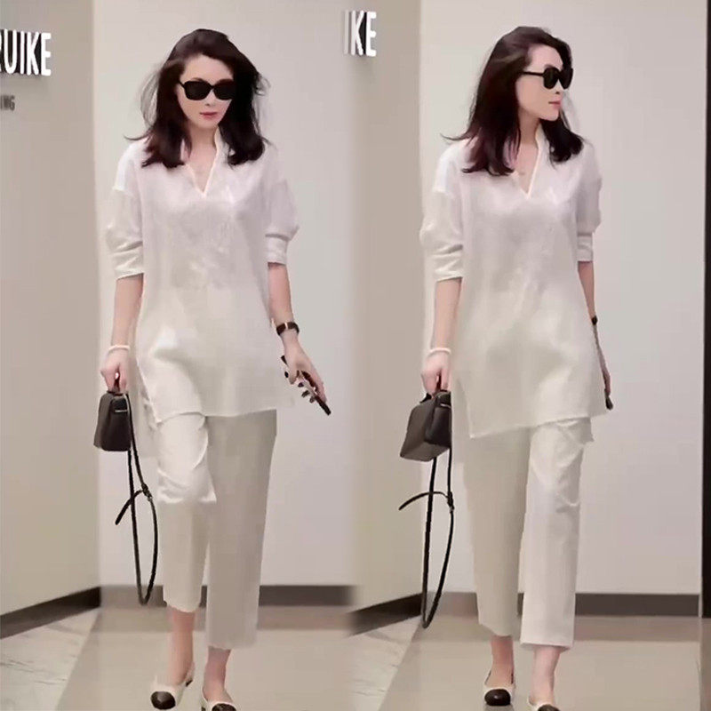 气质高街时尚百搭套装女夏季新款V领显瘦遮肉两件套潮,女装/女士精品,时尚套装,淘宝优惠券,粉丝福利购,淘宝优惠卷